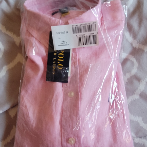Girl's Ralph Lauren button down shirt, pink. Size 10. New with tags - Picture 2 of 6